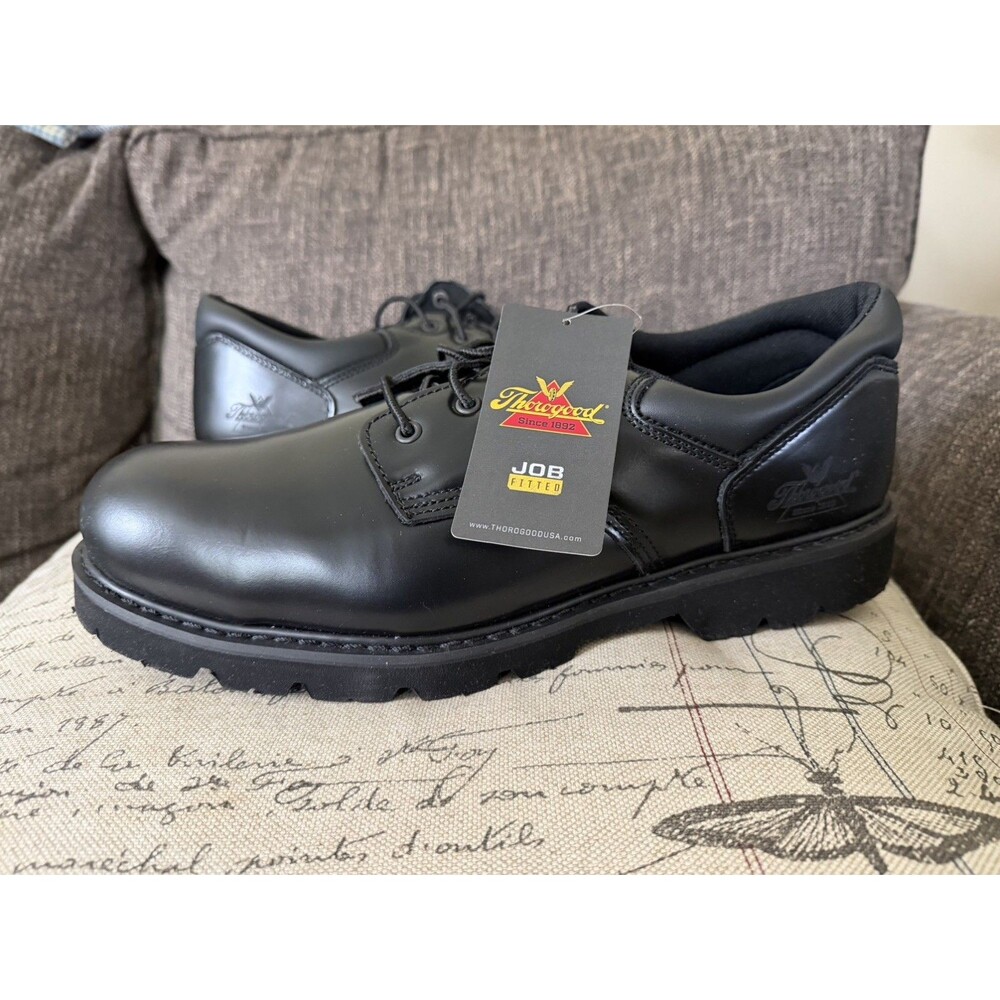 Thorogood 804-6449 Men's 15W Black Leather Steel Toe Oxford Work Shoes EH NWB